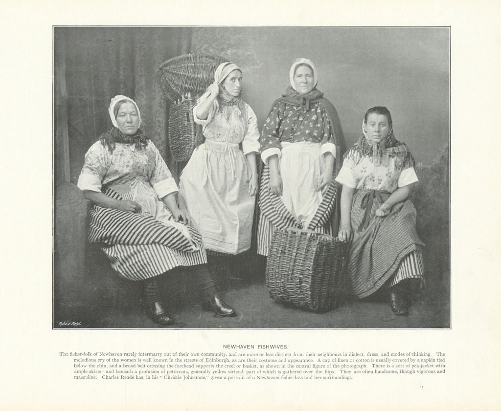 Newhaven fishwives. Scotland 1900 old antique vintage print picture
